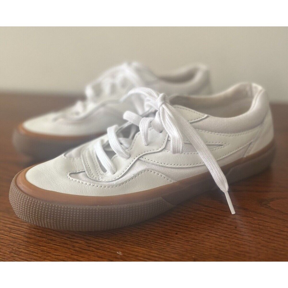 Superga Womens Leatther Low Top Lace Up Fashion Sneakers White Brown Size 7